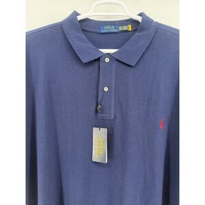 Polo Ralph Lauren Mens Big Tall Classic Fit Navy Blue Polo Shirt 4XLT NWT